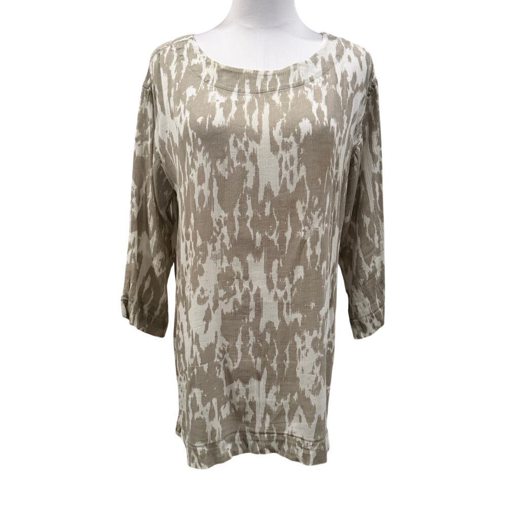 Pure Jill Tunic Top Cotton Blend Small Beige Resort Coastal Chic Vacation Summer